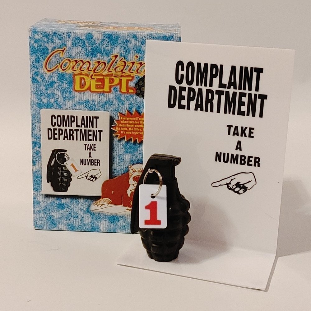 Complaint Department Take A Number Grenade Novelty Funny Gag Gift Item OPEN BOX
